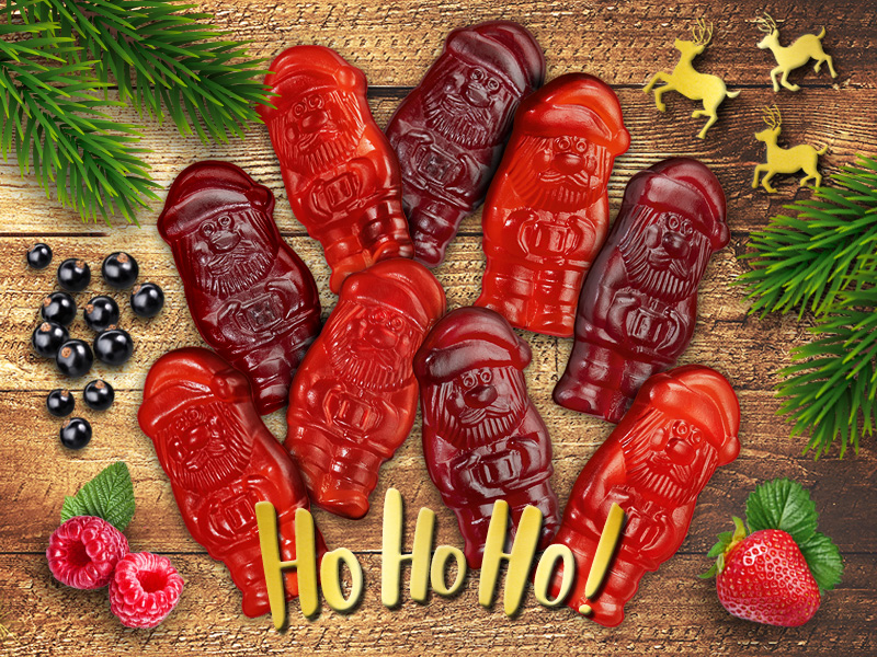 Fruchtsaft-Weihnachtsmänner Ho Ho Ho!